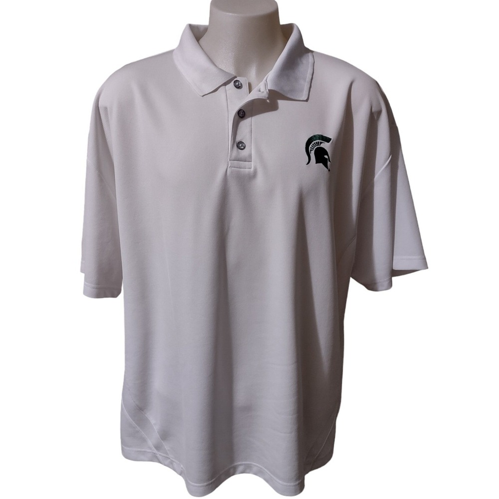 Michigan State‎ Spartans P2 Pro Player Polo Men's 2XL Top White Embroidered Logo